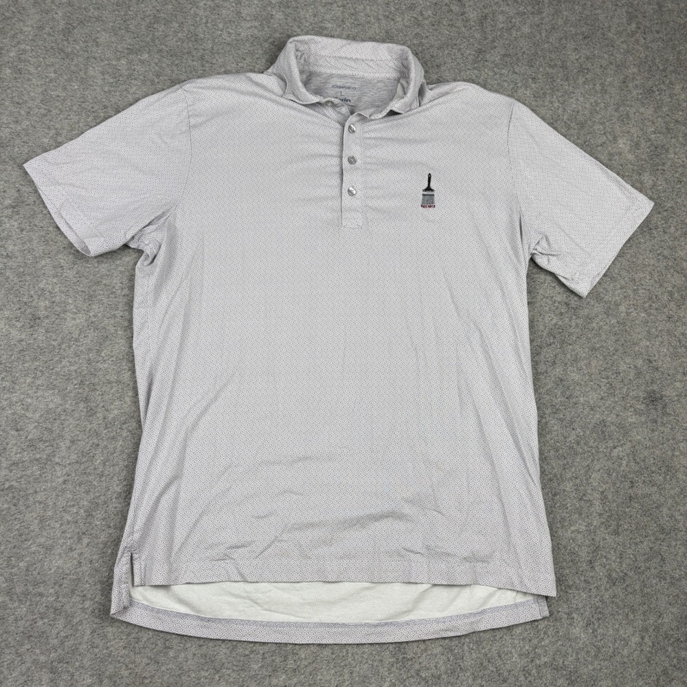 Johnnie-O Linxter Polo Mens Large Grey Geometric Print Performance Golf Shirt